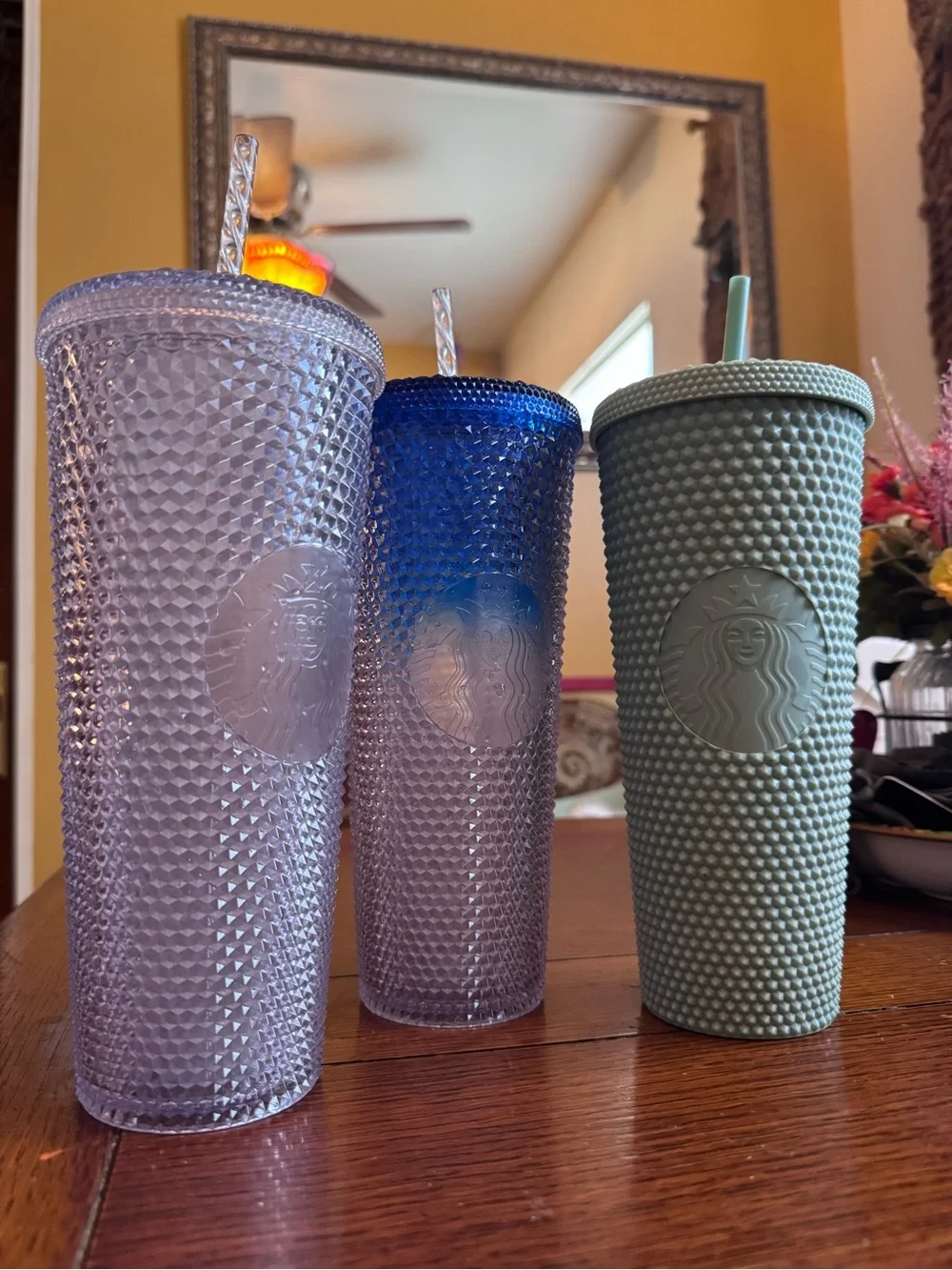 Starbucks Textured Cold Cup Trio - Sage Green, Clear Lilac & Cobalt Blue